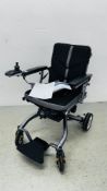 A CARECO PROLLITE ALLUVIUM FOLDING POWER CHAIR WITH CHARGER AND PAPERWORK - SOLD AS SEEN.