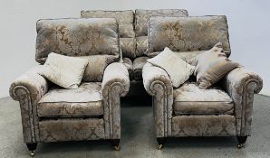 DURESTA CLASSIC THREE PIECE LOUNGE SUITE COMPRISING TWO SEATER AND TWO EASY CHAIRS UPHOLSTERED IN