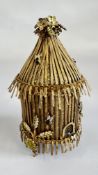 AN ANTIQUE GILT PALAIS ROYAL BEEHIVE SEWING ETUI H 15CM.