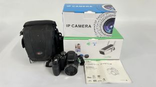 BOXED SOLAR WIFI CAMERA, BOXED IP CAMERA AND FUJIFILM FINEPIX S1000 CAMERA - SOLD AS SEEN.