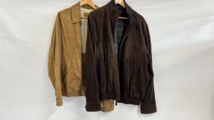 A GENTS BLUE HARBOUR SUEDE JACKET + A FURTHER GENTS BLUE HARBOUR BROWN SUEDE LEATHER JACKET.