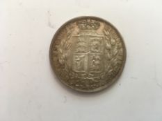 COINS: VICTORIA HALFCROWN 1887 YOUNG HEAD, HIGH GRADE.