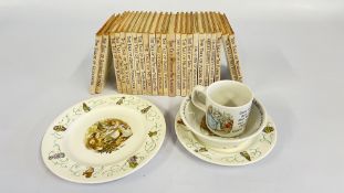 23 BEATRIX POTTER BY F. WARNE & CO. STORY BOOKS PLUS 4 PIECES BEATRIX POTTER WEDGEWOOD TABLEWARE.