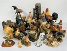 A COLLECTION OF ASSORTED CHICKEN AND COCKEREL ORNAMENTS TO INCLUDE COCKEREL BROWN,