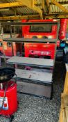 A STEEL FIVE TIER WORKSHOP SHELVING UNIT, W 122CM X D 46CM X H 183CM.