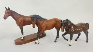 3 BESWICK HORSE STUDIES TO INCLUDE MATT BROWN FINISH, MOUNTED, ETC.