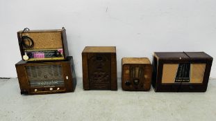 5 VARIOUS VINTAGE VALVE RADIOS TO INCLUDE BUSH, THORN, FENMAN ETC (COLLECTORS ITEMS ONLY).