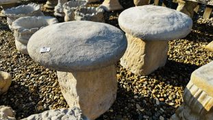 2 X STONEWORK STADDLE STONES.