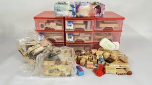 TWO BOXES CONTAINING LARGE QUANTITY OF CRAFT PRINTING STAMPS.