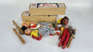 2 X VINTAGE BOXED PELHAM PUPPETS + A FURTHER UNBOXED EXAMPLE.