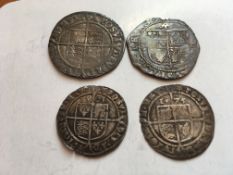 COINS: ELIZABETH I HAMMERED SHILLINGS (2) AND SIXPENCE (2).