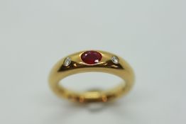 A RUBY AND DIAMOND RING,