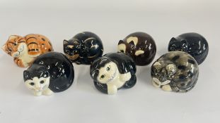 A GROUP OF 7 QUAIL POTTERY CAT STUDIES TO INCLUDE DAVE, SIMON, ZACK, GEORGE, ETC.