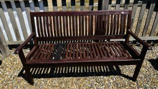 A HARDWOOD GARDEN BENCH,