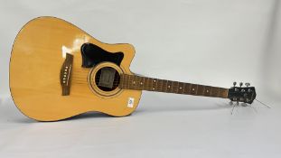 AN IBANEZ ELECTRIC ACOUSTIC GUITAR MODEL V72LECE-NT-2Y-O2 SERIAL NO. GS091107624.