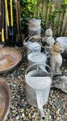 GROUP OF GALVANISED WATERING CANS AND BUCKETS (5 CANS, 5 PALES).