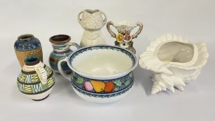 A GROUP OF CHINA TO INCLUDE A LOSOL WARE LANSDOWNE BED PAN, AUSTRIAN STUDIO POTTERY,