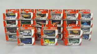 A TRAY OF 30 MINT + BOXED MATCHBOX VEHICLES.