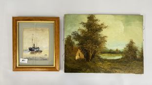 AN OIL ON CANVAS BEARING SIGNATURE C.