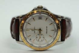 A ZENITH AUTOMATIC 682 GENTLEMAN'S WATCH WITH DATE APERTURE AND SECONDS DIAL, 24 HOUR HAND.