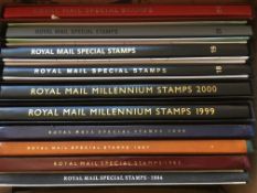 STAMPS: BOX WITH GB YEAR BOOKS 1984-7 AND 1999-2004 (10 BOOKS).