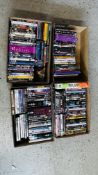 4 BOXES OF ASSORTED DVD'S INCLUDING CRIMINAL, WAR, FICTION, ACTION ETC + RECORDS AND CD'S.