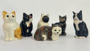A GROUP OF 6 QUAIL POTTERY CAT STUDIES TO INCLUDE ELOISE, ZACK, SPARKY, POPPY I, EMILY, LILY.