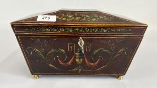 AN ANTIQUE MAHOGANY CADDY IN THE SHERATON STYLE.