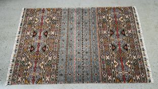 A GOOCH WOVEN KHURJEEN RUG, 120 X 180CM.