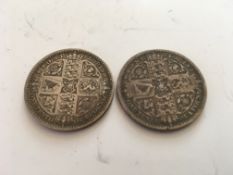 COINS: VICTORIA FLORINS 'GODLESS' TYPE 1849. (2).