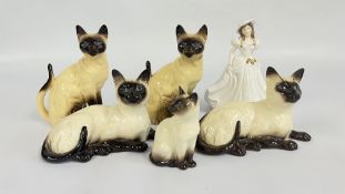 A PAIR OF ROYAL DOULTON SIAMESE CATS 1559,