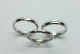3 X PLATINUM WEDDING BANDS.