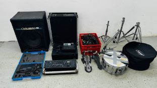 A GROUP OF AUDIO AND MIXING EQUIPMENT TO INCLUDE SHERWOOD AUDIO / VIDEO RECEIVER RD-610GR,