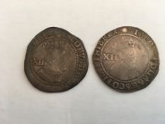 COINS: JAMES I HAMMERED SHILLINGS (2), DIFFERENT TYPES.