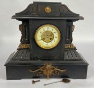 VERY LARGE VICTORIAN SLATE MANTEL CLOCK.