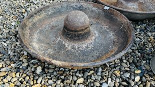 CAST IRON CIRCULAR PIG TROUGH BRANDED WOODS.
