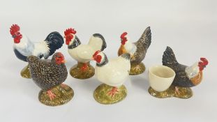 A GROUP OF 7 QUAIL COCKEREL AND HEN POTTERY STUDIES TO INCLUDE EGG CUP, 2010, ETC.