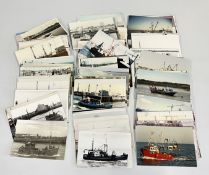 A TUB OF PHOTOGRAPHS OF LOWESTOFT INSHORE FISHING BOATS.