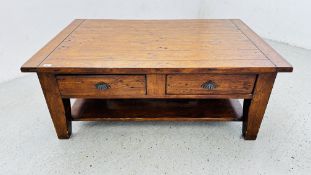 'THE RECLAIMED SERIES' A RUSTIC 4 DRAWER COFFEE TABLE L 127CM, D 81CM, H 50CM.