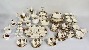 APPROX 75 PIECES OF ROYAL ALBERT OLD COUNTRY ROSE TABLE WARE.