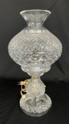 A GOOD QUALITY CRYSTAL CUT GLASS HOBNAIL DESIGN TABLE LAMP H 35.5CM (CABLE REMOVED) - SOLD AS SEEN.