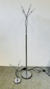A MODERN DESIGNER 5 BRANCH CHROME STANDARD LAMP WITH BUBBLE GLASS SHADES ALONG WITH A MATCHING