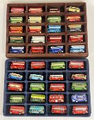 40 LIMITED EDITION BUSES IN 2 WALL MOUNTED DISPLAY CASES.