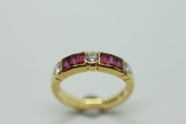 A RUBY AND DIAMOND RING,