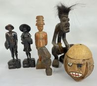A GROUP OF 6 PIECES OF ETHNIC AND AFRICAN EXAMPLES TO INCLUDE CARVINGS ETC.