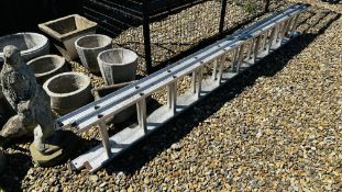 A SET OF ABRU WERNER ALUMINIUM DOUBLE EXTENSION LADDERS.