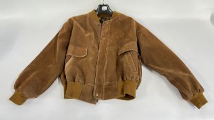 AN ITALIAN BROWN SUEDE JACKET MARKED 