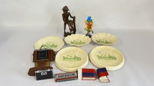 A GROUP OF COLLECTIBLE ITEMS TO INCLUDE ROYS BAKERY TABLE WARE, MURANO ART GLASS STYLE CLOWN,
