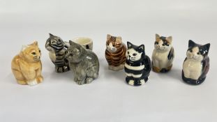A GROUP OF 7 QUAIL POTTERY CAT STUDIES TO INCLUDE PUSHKIN, GERTIE, SPOLDGE, CECILY, PRU,