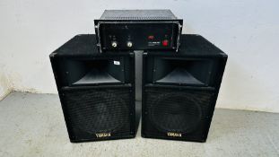 A PAIR OF YAMAHA PASSIVE PRO AUDIO SPEAKERS MODEL S1151VN ALONG WITH H H ELECTRONIC V500 MOS-FET